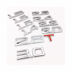3D Metal Car Displacement Sticker 1.3 1.4 1.5 1.8 2.0 2.2 2.5 2.8 3.0 - 1.8T, Silver