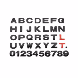 3D Metal 45mm 25mm Car Letters Alphabet Emblem Numbers Chrome Labeling - black