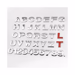 3D Metal 45mm 25mm Car Letters Alphabet Emblem Numbers Chrome Labeling - Silver