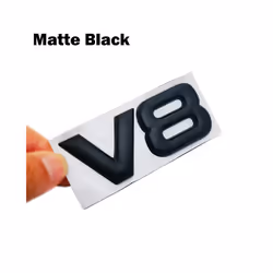Auto Metal Alloy 3D V8 Logo Engine Displacement Trunk Rear Car Badge Decal - black