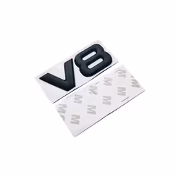Auto Metal Alloy 3D V8 Logo Engine Displacement Trunk Rear Car Badge Decal - black