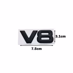 Auto Metal Alloy 3D V8 Logo Engine Displacement Trunk Rear Car Badge Decal - black