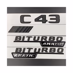 Black 3D ABS Car Fender Badge Rear Trunk Stickers For Mercedes C43 AMG - C43 1pcs, Glossy Black