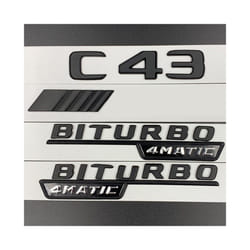 Black 3D ABS Car Fender Badge Rear Trunk Stickers For Mercedes C43 AMG - C43 1pcs, Glossy Black