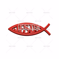 Car Styling 3D Ichthys Ichtus Jesus Fish Christan Fish Metal Badge Rear - Red