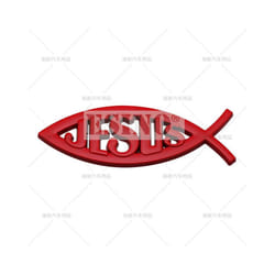 Car Styling 3D Ichthys Ichtus Jesus Fish Christan Fish Metal Badge Rear - Red