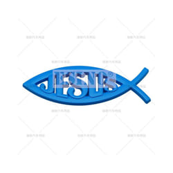 Car Styling 3D Ichthys Ichtus Jesus Fish Christan Fish Metal Badge Rear - Blue