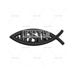 Car Styling 3D Ichthys Ichtus Jesus Fish Christan Fish Metal Badge Rear - Black