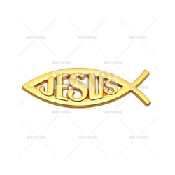 Car Styling 3D Ichthys Ichtus Jesus Fish Christan Fish Metal Badge Rear - Golden