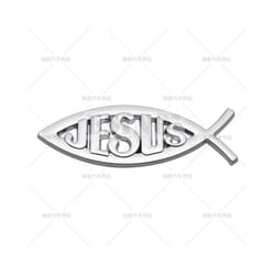 Car Styling 3D Ichthys Ichtus Jesus Fish Christan Fish Metal Badge Rear - Silver