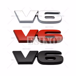 Car Styling V6 SR5 3D Metal Alloy Adhesive Emblem Rear Trunk Badge Fender - V6 Black