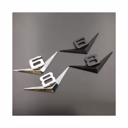 3D Metal Black Car Fender Badge Decal Rear Trunk Sticker Logo V6 V8 Emblem - V8 Silver