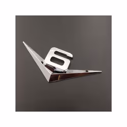 3D Metal Black Car Fender Badge Decal Rear Trunk Sticker Logo V6 V8 Emblem - V6 Silver