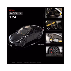1:24 Teslas Model Y Model 3 With Charging Pile Alloy Car Diecast Metal - Model Y White