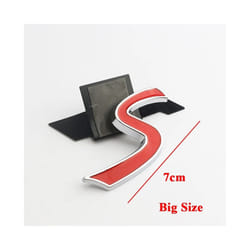 3D ABS Red Mini Cooper S Logo Letters Car Trunk Emblem Badge Decal For - 7cm Red Silver