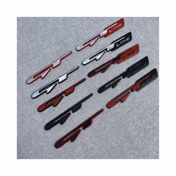 3D Alloy Metal GT LINE Car Styling Logo Emblem Decal Rear Trunk Badge - GTline Silver Red