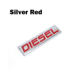 Car Styling 3D Metal Chrome Zinc Alloy Emblem Universal Diesel Logo Car - silver red