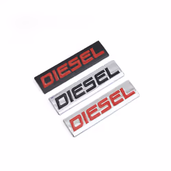Car Styling 3D Metal Chrome Zinc Alloy Emblem Universal Diesel Logo Car - silver red