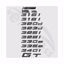 Car 3D ABS Trunk Letters Logo Badge Emblem Decal Sticker For THE 3 Series - 323i, Matte black