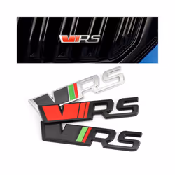 Metal Car Rear Trunk Badge Sticker Front Grill VRS Emblem Logo For Skoda - Stickers-Silver Red