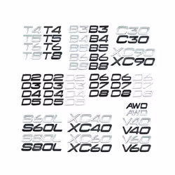 T4 T5 T6 T8 AWD Emblem Car Bumper Trunk Sticker For Volvo D2 D3 D4 D5 - T6, Glossy black