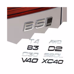 T4 T5 T6 T8 AWD Emblem Car Bumper Trunk Sticker For Volvo D2 D3 D4 D5 - T6, Glossy black