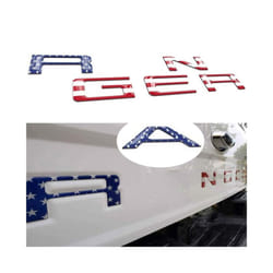 Car Tailgate Inserts Letters 3D Raised Rear Emblems Decal Stickers Adhesive - Colored Flag
