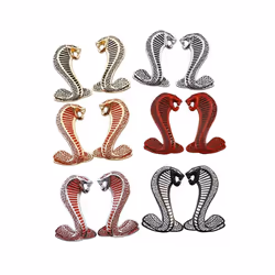 1 Pcs Cool Metal Snake Cobra Car Front Grille Emblem Side Fender Badge - style C right
