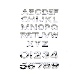 3D Metal DIY Letters Numbers Alphabet Logo Car Emblem Badge Sticker Car - 4.4cm, Silver