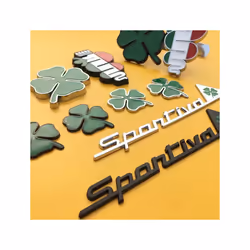 3D Metal Car Sticker Green Lucky Four Leaf Clover Fender Front Grille - D