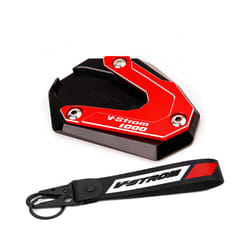 Motorcycle Foot Side Stand Extension Pad Kickstand Plate For Suzuki V-Strom - combo-Red