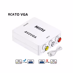 AV RCA CVBS To VGA Video Converter VGA To AV RCA Adapter With 3.5mm Audio - AV TO VGA