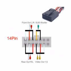 14 Pin Universal 7 RCA Output Wire Harness Subwoofer Cable Adapter Wiring