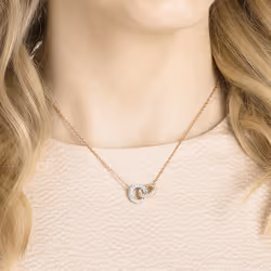 Swarovski Dextera Clear Crystals And Rose Gold Tone Plated Intertwined Circles Necklace 5414999 For Women