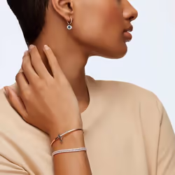 Swarovski 5425857 earring Hoop earrings Metal Blue, Rose gold, White - Additional view 5