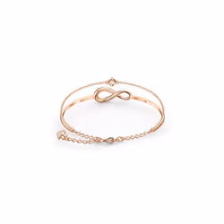 Swarovski Infinity Women's Bangle Bracelet with a Rose-Gold Tone Plated Bangle, Clear Swarovski Crystals and Lobster Clasp
