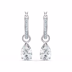 Swarovski Attract Mini Hoop Pierced Earrings with Pear Shaped clear cu