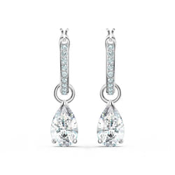 Swarovski Attract Mini Hoop Pierced Earrings with Pear Shaped clear cu