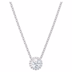 Swarovski Una Angelic Pendant with Circular Clear Crystal and Clear Crystal Pav on a Rhodium Plated Chain