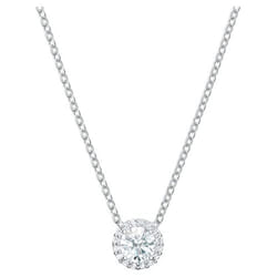Swarovski Una Angelic Pendant with Circular Clear Crystal and Clear Crystal Pav   on a Rhodium Plated Chain