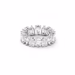 Swarovski Vittore Pear White Rhodium Plated Ring 5572825 - Size 50