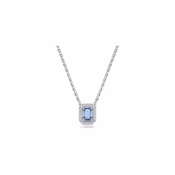 Swarovski Blue Pendant Necklace, Blue Octagon Cut Crystal in Rhodium Plated Setting, from the Millenia Collection