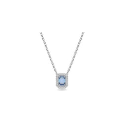 Swarovski Blue Pendant Necklace, Blue Octagon Cut Crystal in Rhodium Plated Setting, from the Millenia Collection