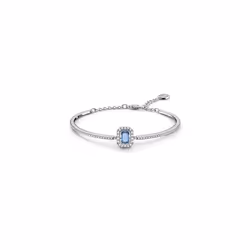 Swarovski Blue Crystal Bangle, Octagon Cut Blue Crystal in a Rhodium Plated Setting, from the Millenia Collection
