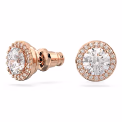 Swarovski Una Angelic Stud earrings Metal Rose gold, White
