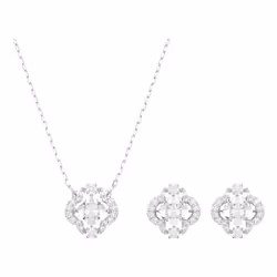 Swarovski 5642929, Earrings, Necklace, Fine jewellery, Adult, Indoor/outdoor, Silver, White, No pattern