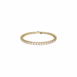 Swarovski Matrix Tennis Bracelet, White Round-Cut Crystals in a Gold-Tone Plated Setting, from the Matrix Collection, Size M