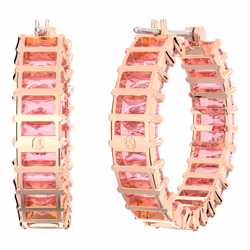 Swarovski Matrix Hoop earrings Metal Pink, Rose gold - Additional view 4