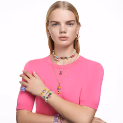 Swarovski Matrix Hoop earrings Metal Pink, Rose gold - Additional view 5