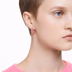 Swarovski Matrix Hoop earrings Metal Pink, Rose gold - Additional view 6